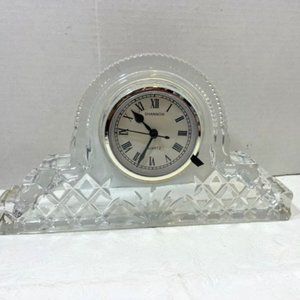 Shannon Lead Crystal Mantle CLOCK Hand Crafted Designs of Ireland Quartz 11.5x7"